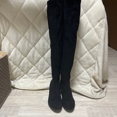 ベロア生地ニーハイブーツストレッチ　　23.5センチ