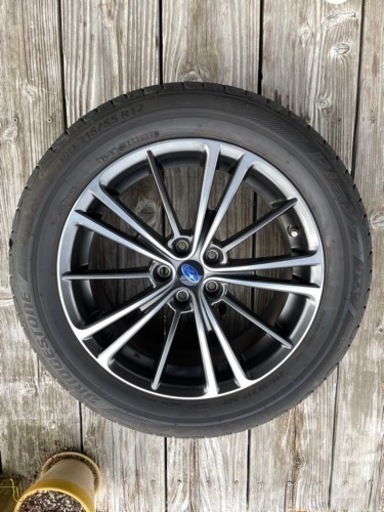 ☆送料無料☆BRZ86純正 17インチ ホイール タイヤ4本セット 7.0J PCD100 レガシィ フォレスターブリヂストンプレイズ215/55/17 バリ溝