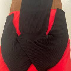 ニットワンピース　前後カシュクールリブ編みニットロングワンピース　黒　長袖の画像