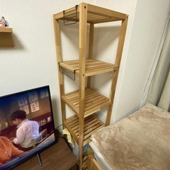 木目調4段ラック☆しっかり重い物も置けます！