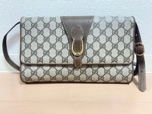 美品 レア オールドグッチ GG 総柄 レザー ショルダーバッグ ポシェット