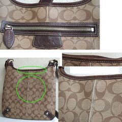 コーチ シグネチャー ショルダーバッグ F15704 ブラウン 斜め掛け PVC×レザー COACH 名斜めがけ 茶色 こげ茶 ☆ PayPay(ペイペイ)決済可能 ☆ 札幌市 豊平区 平岸の画像