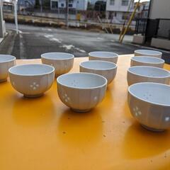 有田焼　波佐見焼　ホタルレリーフ　湯呑10客揃えの画像