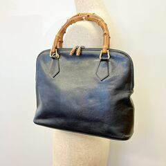 グッチ GUCCI　バンブー　ハンドバッグ　ブラック　レザー
