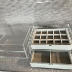 無印良品　アクリルケース 2段×2セット　ベロア仕切り　アクセサ...