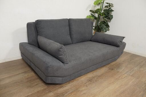 アウトレット　ゆったり座面　　2人掛け　　ダークグレー　ソファーベット　FF8217