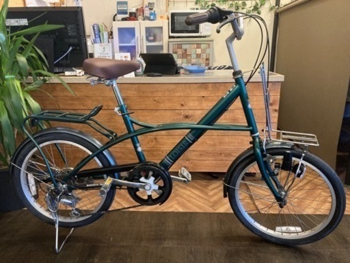 【前後タイヤ・後輪チューブ新品！】6段変速　20インチミニベロ　モスグリーン