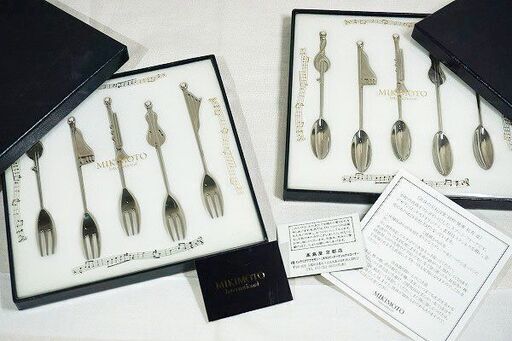 【苫小牧バナナ】未使用品 MIKIMOTO/ミキモト 楽器モチーフ スプーン＆フォークセット ベビーパールつき 10本 カトラリー レタパ発送♪