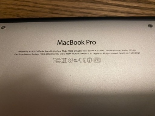Apple MacBook Pro (Mid 2012 15インチ Retina ディスプレイ MC975J/A) / macOS C