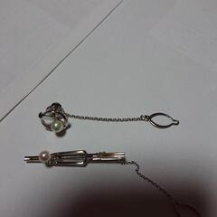 未使用カフス＋真珠タイピンセットの画像