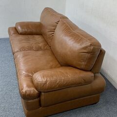 NITORI 三人掛け本革ソファー　ビンテージ風ダークブラウン ニトリ ブラウン 3人掛けソファ NITORI 三人掛け本革ソファー