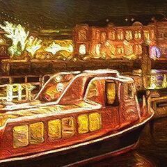 【絵画・版画】「門司港レトロに表れた謎の飛行機」オリジナル絵画の画像