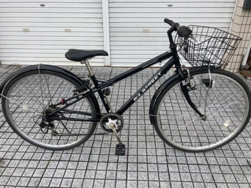 【27インチクロスバイク】6段変速　LEDオートライト付　前かご、チェーン新品❗️若林自転車　膳所店　SALE中❗️