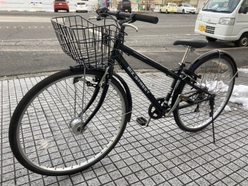 【27インチクロスバイク】6段変速　LEDオートライト付　前かご、チェーン新品❗️若林自転車　膳所店　SALE中❗️