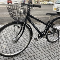 27インチクロスバイク】6段変速 LEDオートライト付 前かご、チェーン