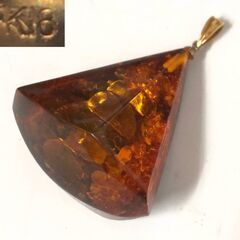 🔷🔶🔷ut4/72　琥珀 トップ アンバー ペンダント 金具K1...