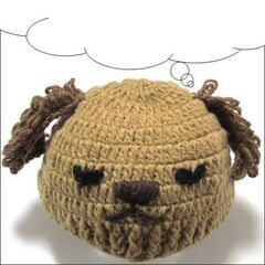 おやすみイヌのニット帽　ハンドメイド品
