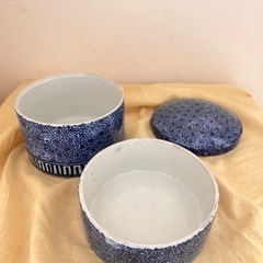 昭和レトロ 小鉢 二段重 蓋付き 陶器の画像
