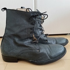 【SAYA/24.5cm】本革ブーツ　紐　編み上げ　シンプル　の画像