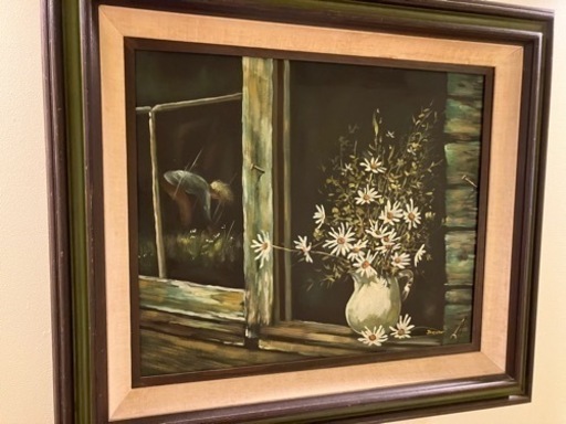 アウトレット 油画 加来徹次郎「港」油彩 額装 油絵 油画 絵画 E