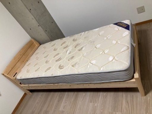 【美品】ひのきすのこシングルベッド　マットレス付