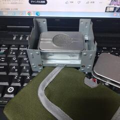 ①【カーキ】ミニストーブ　アルコールストーブ　セット