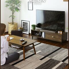 Hテレビボード【ティアナ／ブラウン色】 テレビ台 ラック ローボード ヴィンテージ 木目 収納 幅120cm 訳あり アウトレット品 要組立 ※定価6,390円の画像
