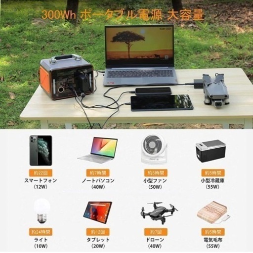 【新品！本日削除】ポータブル電源　大容量　300w アウトドア　キャンプ　防災　ソーラー充電対応