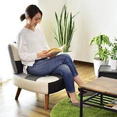 Hソファー 1人用【ヒューゴ1P／パッチワークブラック色】 チェア パッチワーク コンパクト 高座椅子 座椅子 訳あり アウトレット品 要組立 ※定価12,990円の画像