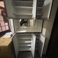 靴箱　くつ棚　収納家具　鏡付き