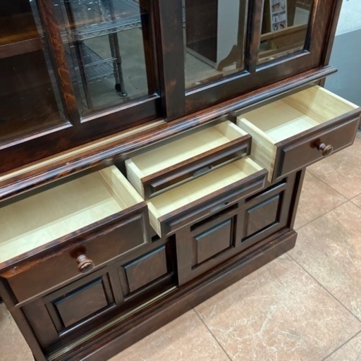 ?樺材?旭川家具 NEW 北海 2面食器棚 北海道 HOKKAI 2588
