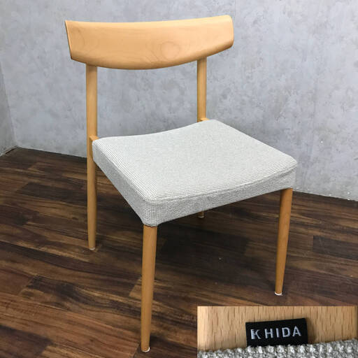 ba13/72 K HIDA 飛騨産業 キツツキ 布張り ホワイトオーク チェア ダイニングチェア 椅子 イス 食堂椅子 インテリア 展示品 ①