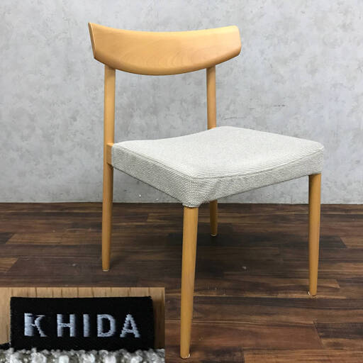 ba13/76 K HIDA 飛騨産業 キツツキ 布張り ホワイトオーク チェア ダイニングチェア 椅子 イス 食堂椅子 インテリア 展示品 ⑤