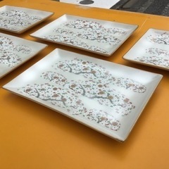 中古　食器　プレート　四角　桜柄　