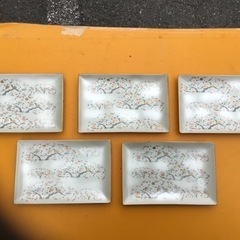 中古　食器　プレート　四角　桜柄　の画像