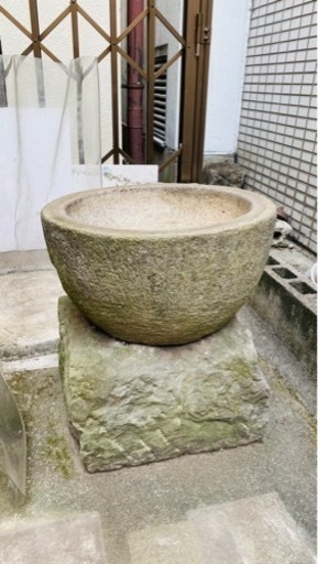 御影石　石臼　石臼台　杵　セット