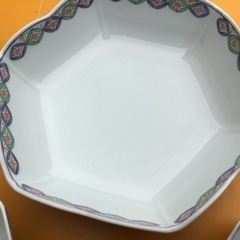 和食器　有田焼　幸楽作　色絵七宝紋　六角小鉢　10点セットの画像