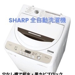 【SHARP】全自動洗濯機(ES-GE6D)/ 6kg /ステンレス穴なし槽