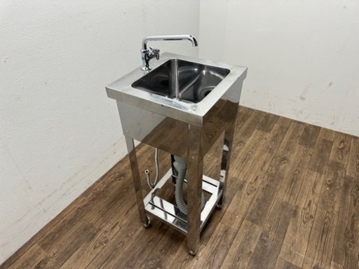 業務用　ステンレス　１槽シンク流し台　蛇口付き　店舗　飲食店　厨房　W350xD350xH800mm