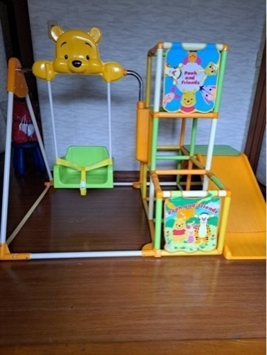 【再値下げしました・美品】プーさん ジャングルジム&ブランコ&すべり台&鉄棒 おりたたみキッズパークSP