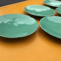 中古　小皿　5点セット　緑