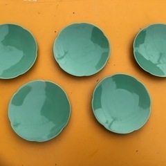中古　小皿　5点セット　緑の画像