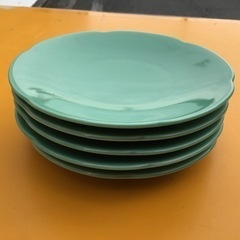 中古　小皿　5点セット　緑の画像