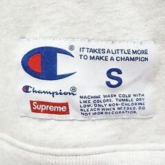 【苫小牧バナナ】極美品☆CHAMPION×Supreme/チャンピオン×シュプリーム パーカー プルオーバー S ホワイト ライトグレー 裏起毛♪の画像