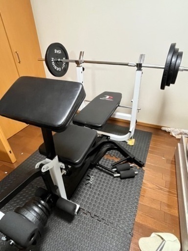 マルチベンチプレス、ラバーバーベルセット100キロ(ボディデザイン)