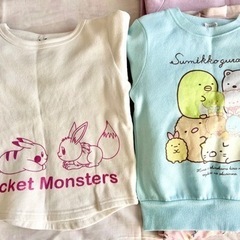 裏起毛トレーナーと薄手重ね着風カットソーの画像