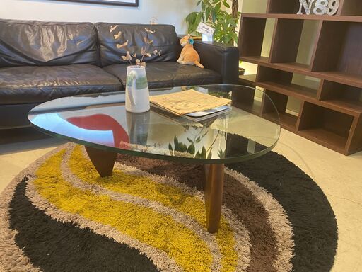 宇都宮でオシャレな家具を探すなら『オトワリバース！』イサムノグチ コーヒーテーブル ブラウン センターテーブル ガラス天板 リビング家具 中古品