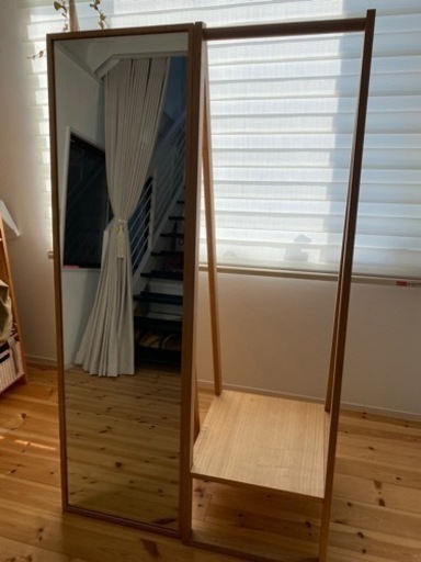 無印良品　タモ材　姿見とハンガーラック　廃盤