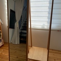無印良品　タモ材　姿見とハンガーラック　廃盤