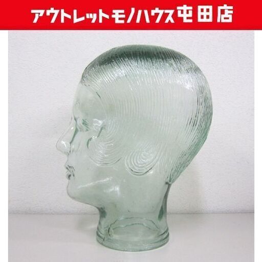 スペイン製 ヘッド 女性形 ヴィンテージガラス製 シールあり 髪ありショートヘア 店舗什器 マネキン スタンド ディスプレイ 札幌市